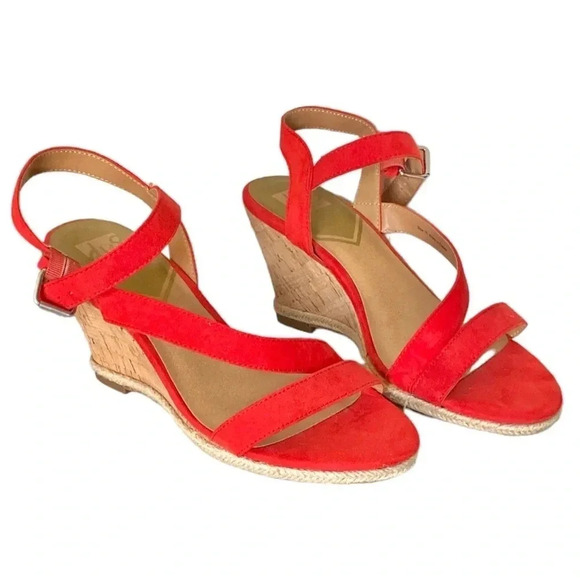 DOLCE VITA | Dv8 Retro Orange Ankle Strappy Round Toe Pierra Dress Wedge Size 10 - Picture 4 of 8